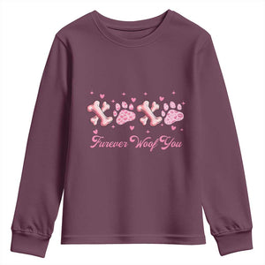 Valentine's Day Dog Lover Youth Sweatshirt Furever Woof You Paw XO TS09 Maroon Print Your Wear