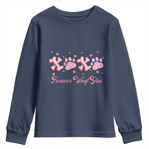 Valentine's Day Dog Lover Youth Sweatshirt Furever Woof You Paw XO TS09 Navy Print Your Wear