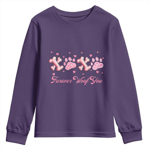 Valentine's Day Dog Lover Youth Sweatshirt Furever Woof You Paw XO TS09 Purple Print Your Wear