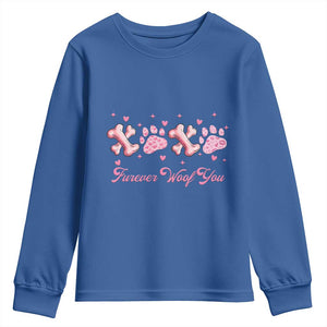 Valentine's Day Dog Lover Youth Sweatshirt Furever Woof You Paw XO TS09 Royal Blue Print Your Wear