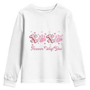 Valentine's Day Dog Lover Youth Sweatshirt Furever Woof You Paw XO TS09 White Print Your Wear