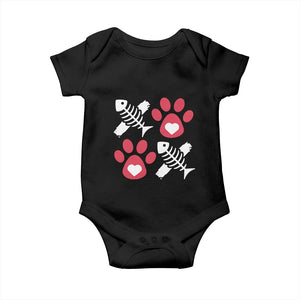 Valentine's Day Cat Lover Baby Onesie Cute Kitten Paw XO TS09 Black Print Your Wear