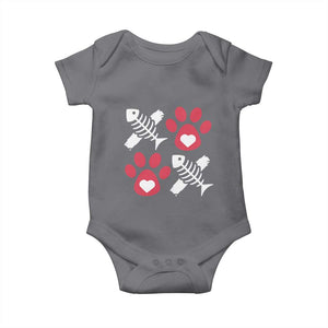 Valentine's Day Cat Lover Baby Onesie Cute Kitten Paw XO TS09 Charcoal Print Your Wear