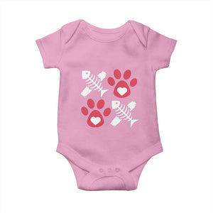 Valentine's Day Cat Lover Baby Onesie Cute Kitten Paw XO TS09 Light Pink Print Your Wear