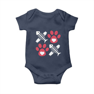 Valentine's Day Cat Lover Baby Onesie Cute Kitten Paw XO TS09 Navy Print Your Wear