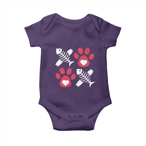 Valentine's Day Cat Lover Baby Onesie Cute Kitten Paw XO TS09 Purple Print Your Wear