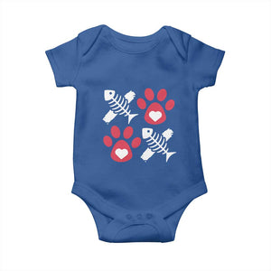 Valentine's Day Cat Lover Baby Onesie Cute Kitten Paw XO TS09 Royal Blue Print Your Wear