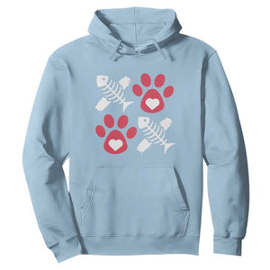 Valentine's Day Cat Lover Hoodie Cute Kitten Paw XO TS09 Light Blue Print Your Wear