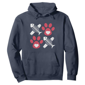 Valentine's Day Cat Lover Hoodie Cute Kitten Paw XO TS09 Navy Print Your Wear