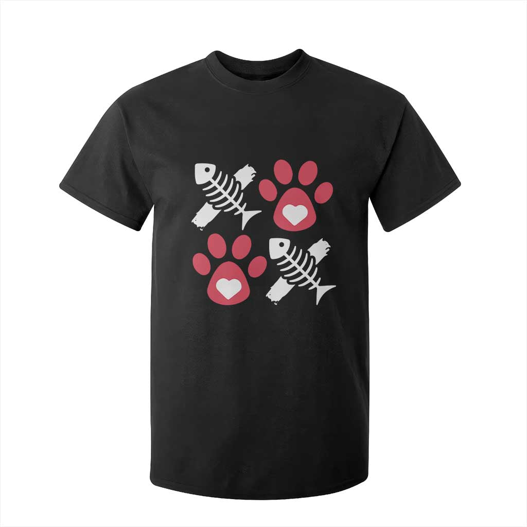 Valentine's Day Cat Lover T Shirt For Kid Cute Kitten Paw XO TS09 Black Print Your Wear