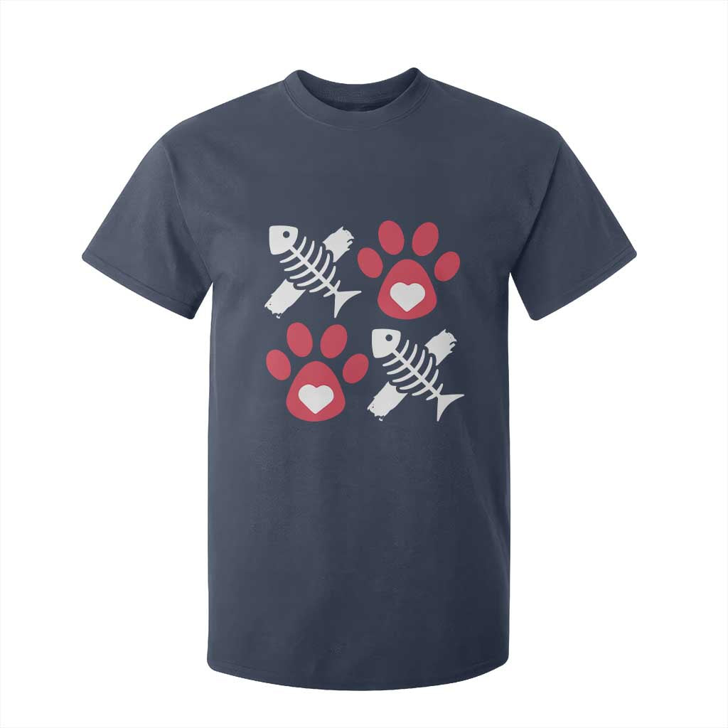 Valentine's Day Cat Lover T Shirt For Kid Cute Kitten Paw XO TS09 Navy Print Your Wear