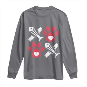 Valentine's Day Cat Lover Long Sleeve Shirt Cute Kitten Paw XO TS09 Charcoal Print Your Wear