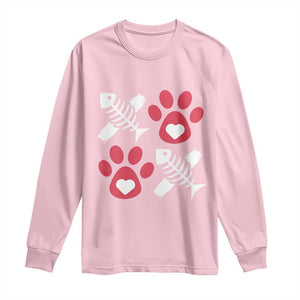 Valentine's Day Cat Lover Long Sleeve Shirt Cute Kitten Paw XO TS09 Light Pink Print Your Wear