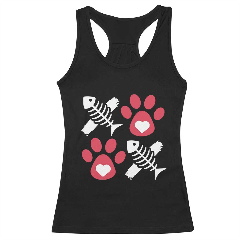 Valentine's Day Cat Lover Racerback Tank Top Cute Kitten Paw XO TS09 Black Print Your Wear