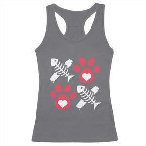 Valentine's Day Cat Lover Racerback Tank Top Cute Kitten Paw XO TS09 Charcoal Print Your Wear