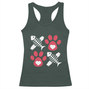 Valentine's Day Cat Lover Racerback Tank Top Cute Kitten Paw XO TS09 Dark Forest Green Print Your Wear