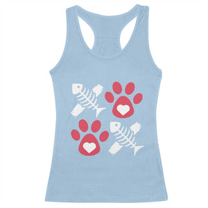 Valentine's Day Cat Lover Racerback Tank Top Cute Kitten Paw XO TS09 Light Blue Print Your Wear