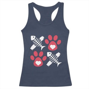 Valentine's Day Cat Lover Racerback Tank Top Cute Kitten Paw XO TS09 Navy Print Your Wear