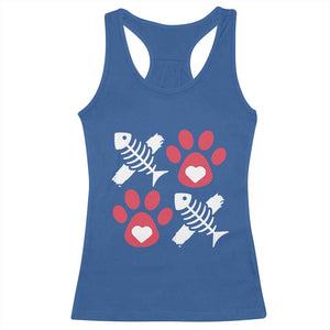 Valentine's Day Cat Lover Racerback Tank Top Cute Kitten Paw XO TS09 Royal Blue Print Your Wear