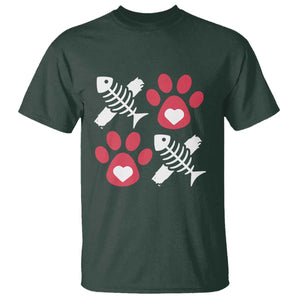 Valentine's Day Cat Lover T Shirt Cute Kitten Paw XO TS09 Dark Forest Green Print Your Wear