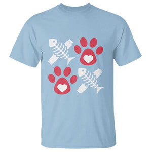 Valentine's Day Cat Lover T Shirt Cute Kitten Paw XO TS09 Light Blue Print Your Wear