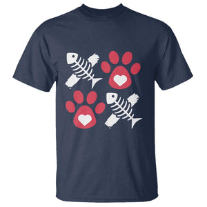 Valentine's Day Cat Lover T Shirt Cute Kitten Paw XO TS09 Navy Print Your Wear