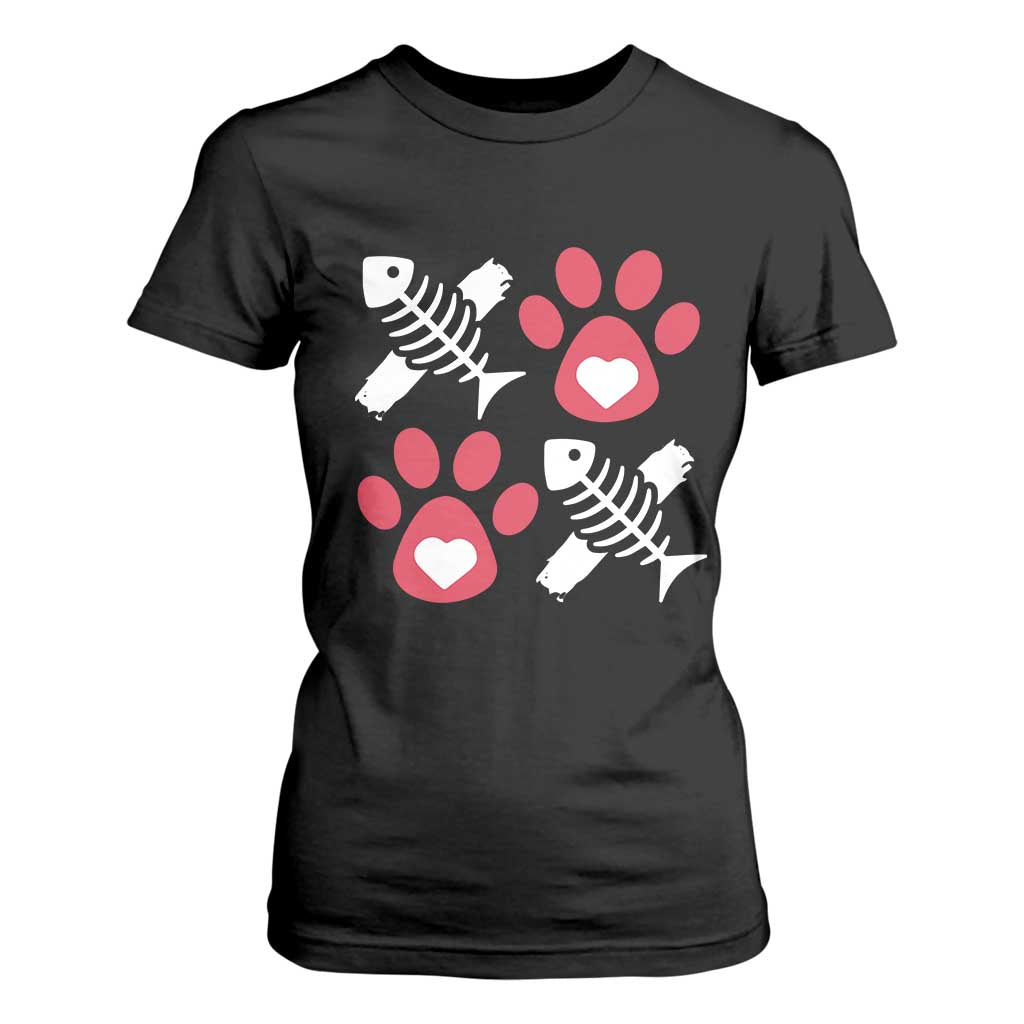 Valentine's Day Cat Lover T Shirt For Women Cute Kitten Paw XO TS09 Black Print Your Wear