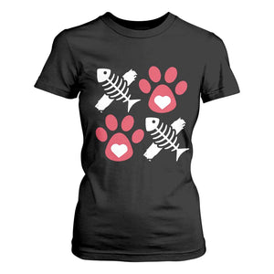 Valentine's Day Cat Lover T Shirt For Women Cute Kitten Paw XO TS09 Black Print Your Wear