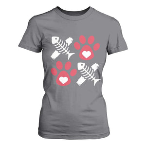 Valentine's Day Cat Lover T Shirt For Women Cute Kitten Paw XO TS09 Charcoal Print Your Wear