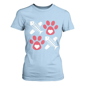 Valentine's Day Cat Lover T Shirt For Women Cute Kitten Paw XO TS09 Light Blue Print Your Wear