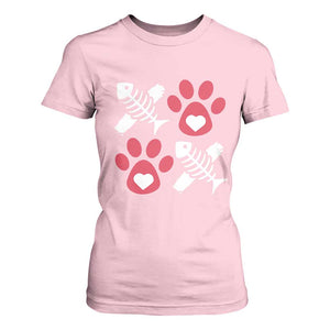 Valentine's Day Cat Lover T Shirt For Women Cute Kitten Paw XO TS09 Light Pink Print Your Wear