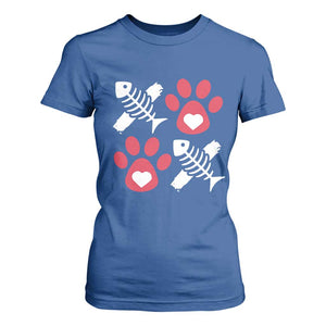 Valentine's Day Cat Lover T Shirt For Women Cute Kitten Paw XO TS09 Royal Blue Print Your Wear