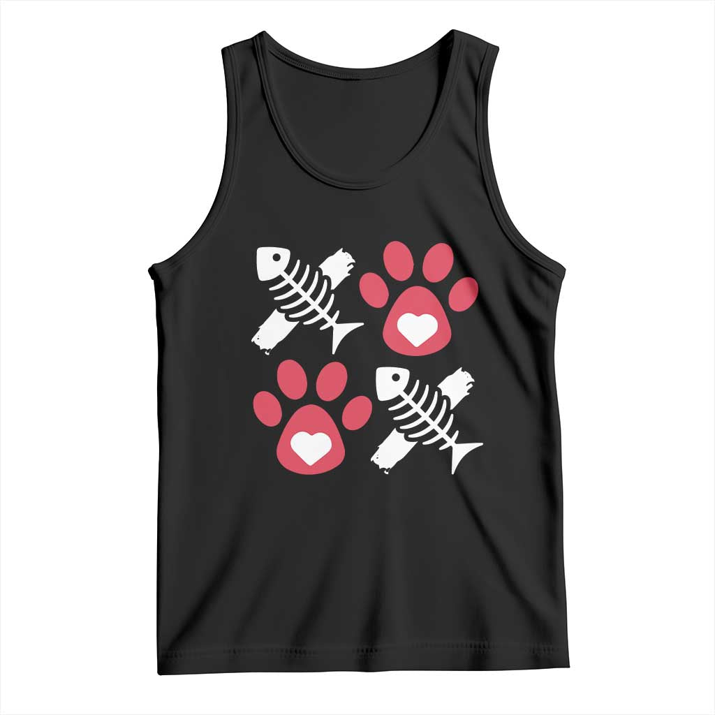 Valentine's Day Cat Lover Tank Top Cute Kitten Paw XO TS09 Black Print Your Wear