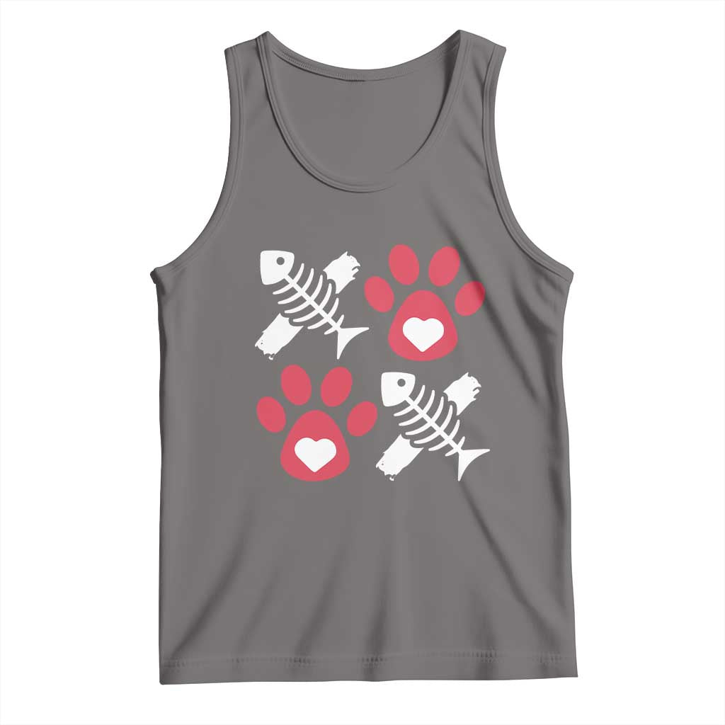 Valentine's Day Cat Lover Tank Top Cute Kitten Paw XO TS09 Deep Heather Print Your Wear