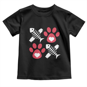 Valentine's Day Cat Lover Toddler T Shirt Cute Kitten Paw XO TS09 Black Print Your Wear