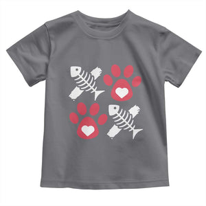 Valentine's Day Cat Lover Toddler T Shirt Cute Kitten Paw XO TS09 Charcoal Print Your Wear