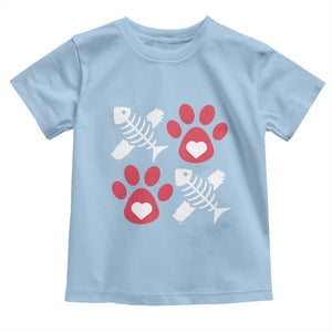 Valentine's Day Cat Lover Toddler T Shirt Cute Kitten Paw XO TS09 Light Blue Print Your Wear