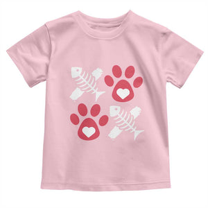 Valentine's Day Cat Lover Toddler T Shirt Cute Kitten Paw XO TS09 Light Pink Print Your Wear