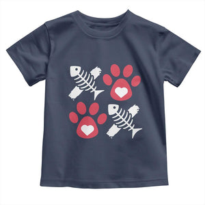 Valentine's Day Cat Lover Toddler T Shirt Cute Kitten Paw XO TS09 Navy Print Your Wear