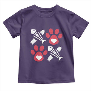 Valentine's Day Cat Lover Toddler T Shirt Cute Kitten Paw XO TS09 Purple Print Your Wear