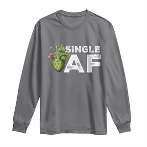 Funny Anti Valentine Long Sleeve Shirt Single AF Heart Cactus TS09 Charcoal Print Your Wear