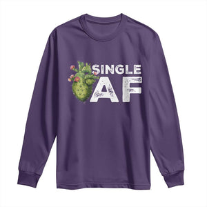 Funny Anti Valentine Long Sleeve Shirt Single AF Heart Cactus TS09 Purple Print Your Wear