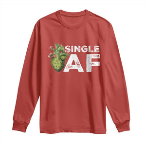 Funny Anti Valentine Long Sleeve Shirt Single AF Heart Cactus TS09 Red Print Your Wear