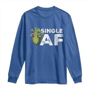 Funny Anti Valentine Long Sleeve Shirt Single AF Heart Cactus TS09 Royal Blue Print Your Wear