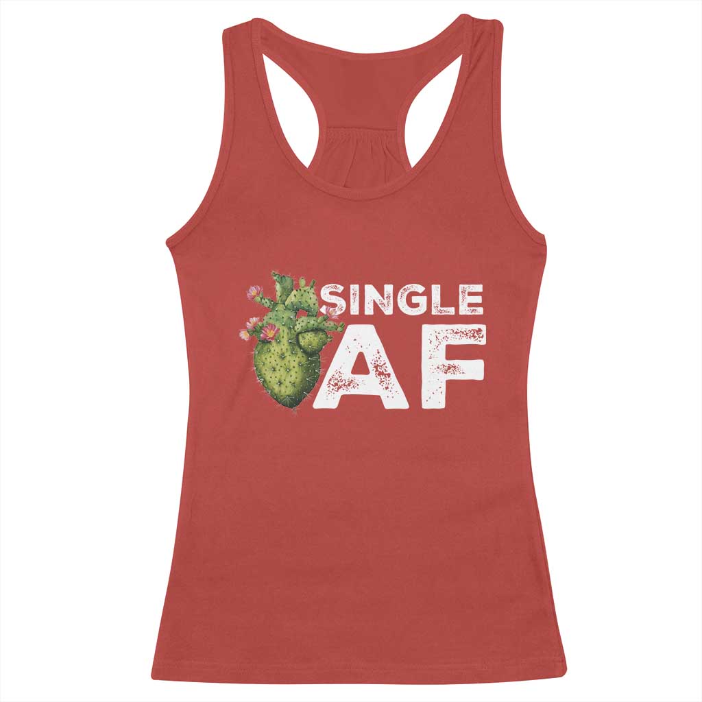 Funny Anti Valentine Racerback Tank Top Single AF Heart Cactus TS09 Red Print Your Wear