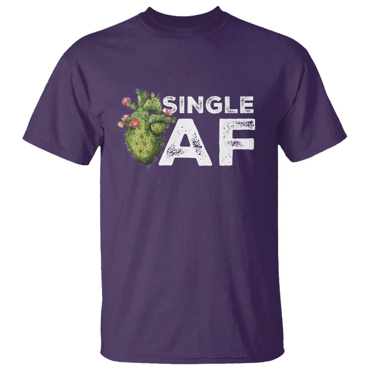 Funny Anti Valentine T Shirt Single AF Heart Cactus TS09 Purple Print Your Wear
