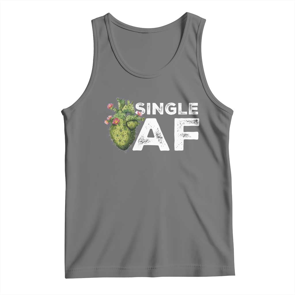 Funny Anti Valentine Tank Top Single AF Heart Cactus TS09 Black Heather Print Your Wear