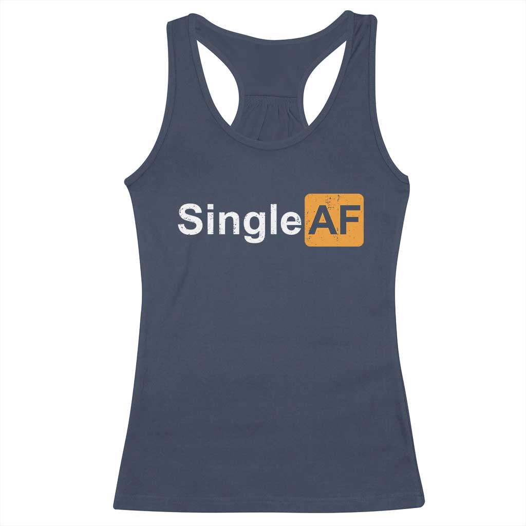 Funny Anti Valentine Single AF Racerback Tank Top TS09 Navy Print Your Wear