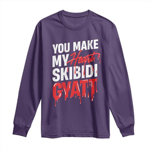 Funny Meme Valentine's Day Long Sleeve Shirt You Make My Heart Skibidi Gyatt TS09 Purple Print Your Wear