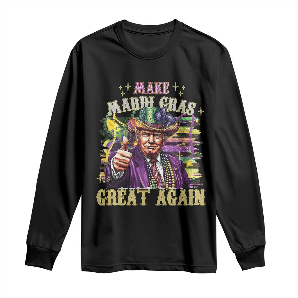 Funny Fat Tuesday Trump Long Sleeve Shirt Make Mardi Gras Great Again TS09 Black Print Your Wear